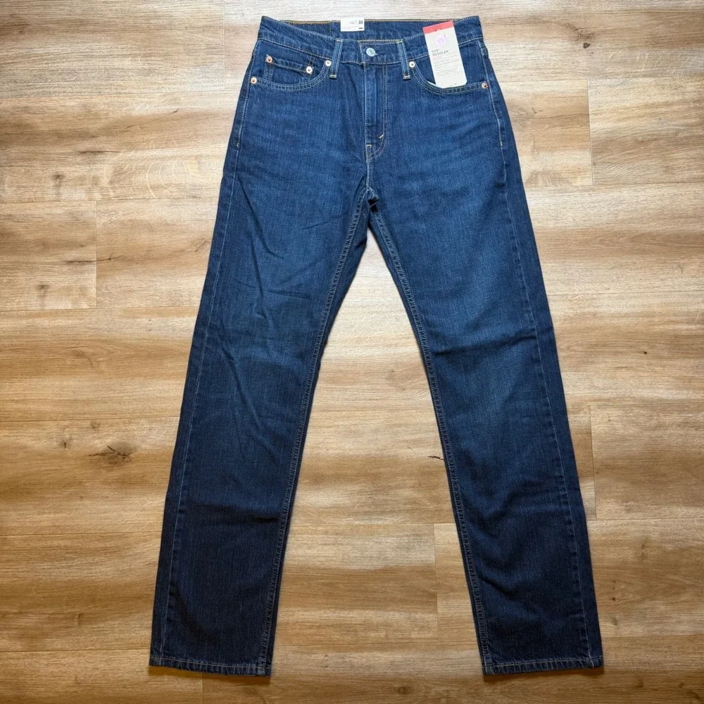 Levis 505 Regular Fit Jeans Mens 29x32 Dark Blue Straight Leg Eco Ease Denim New